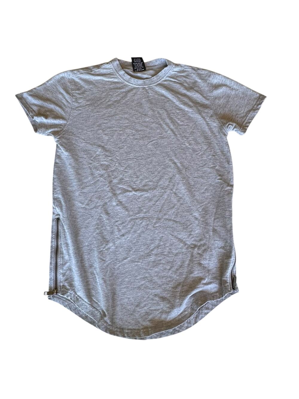 Mens T-Shirt Size Small Gray Urban Zipper Sides Short Sleeve Sweatshirt Casual